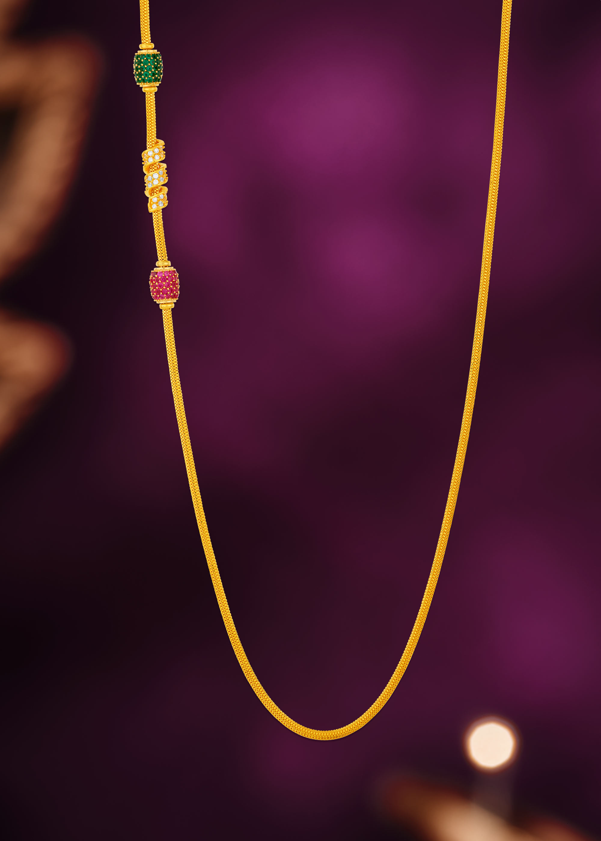 Fancy Color Stone 22K Gold Chain
