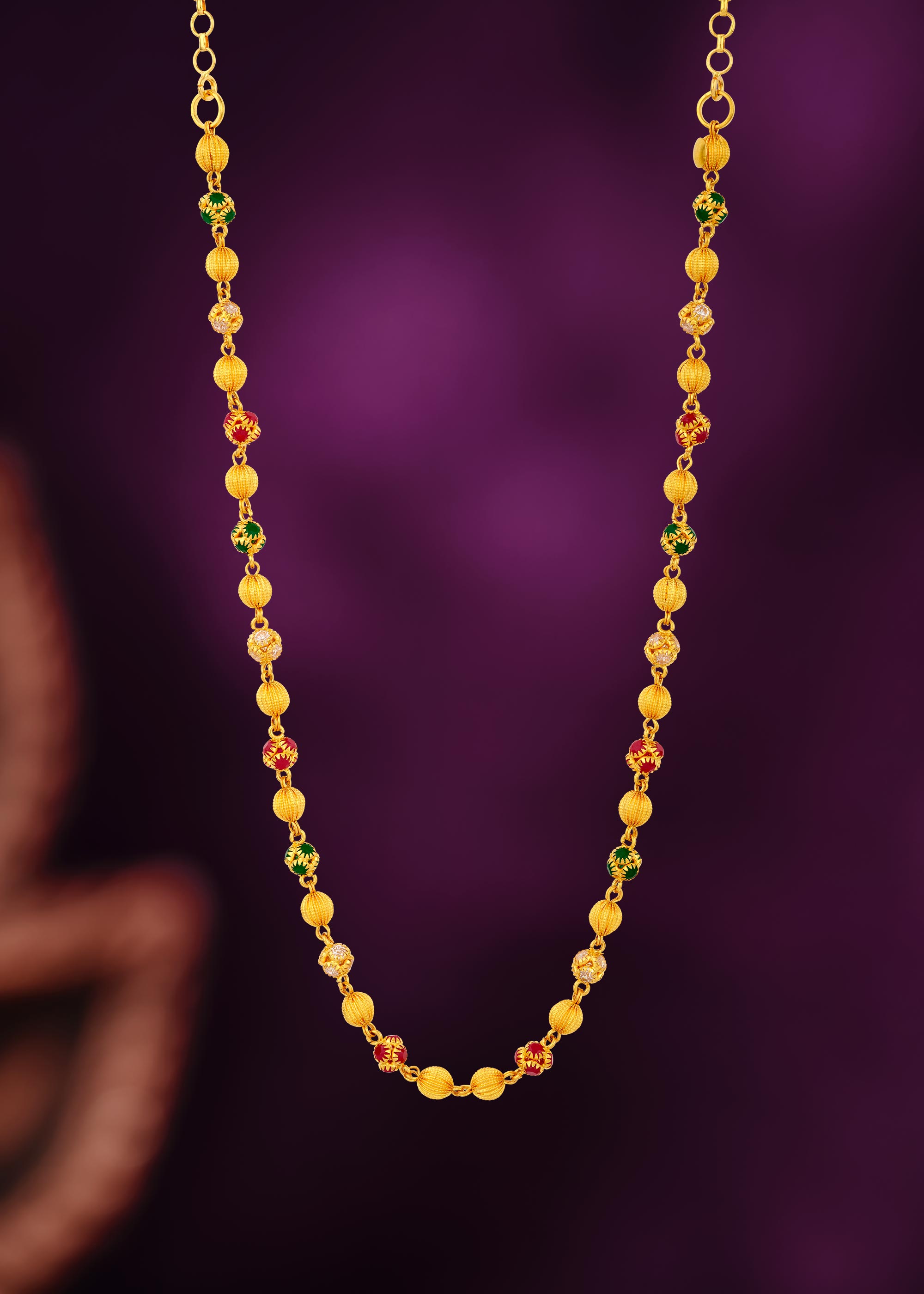 Nellore Ruby Emerald 22K Gold Chain