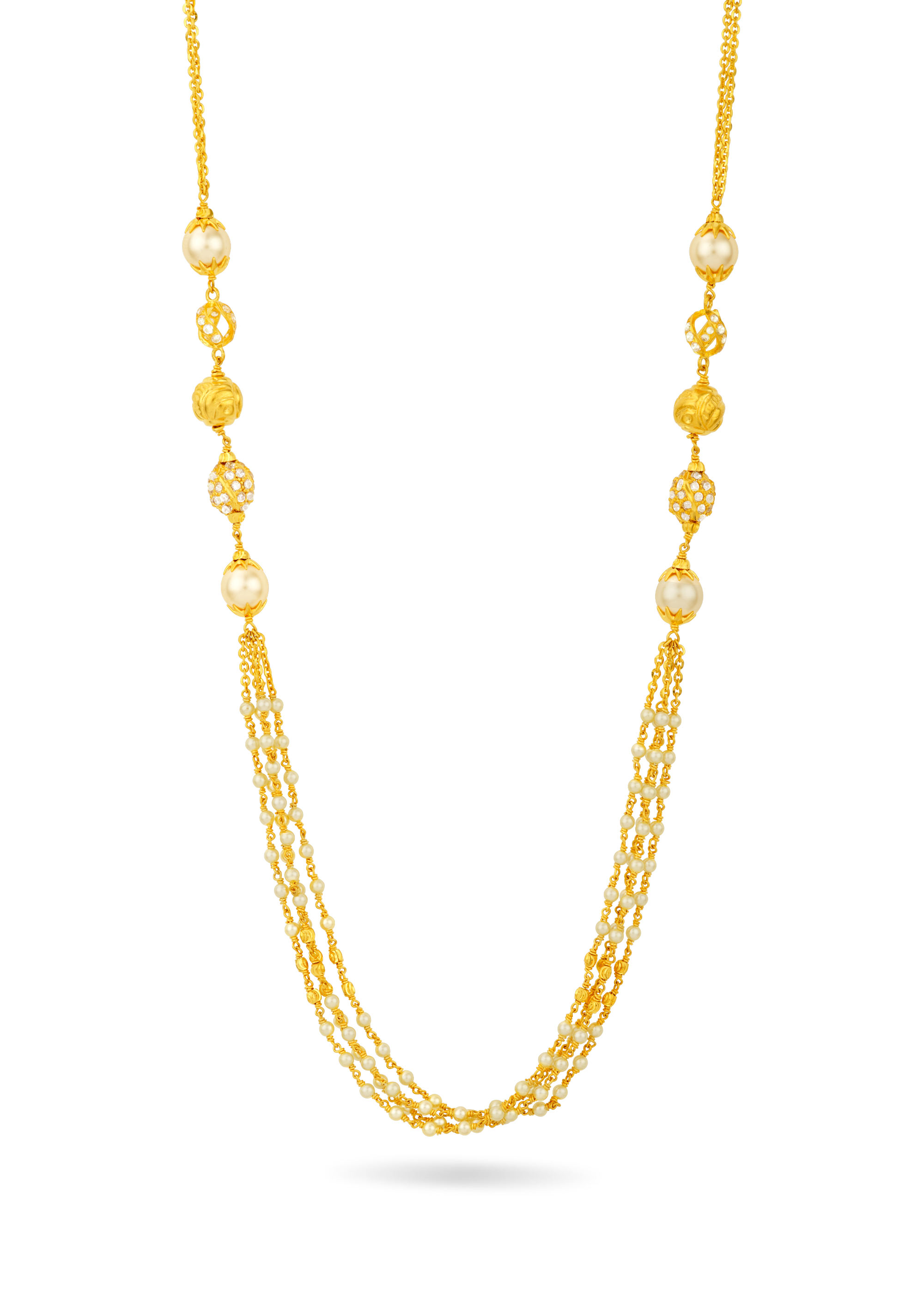Elegant Pearl 22K Gold Accent Chain