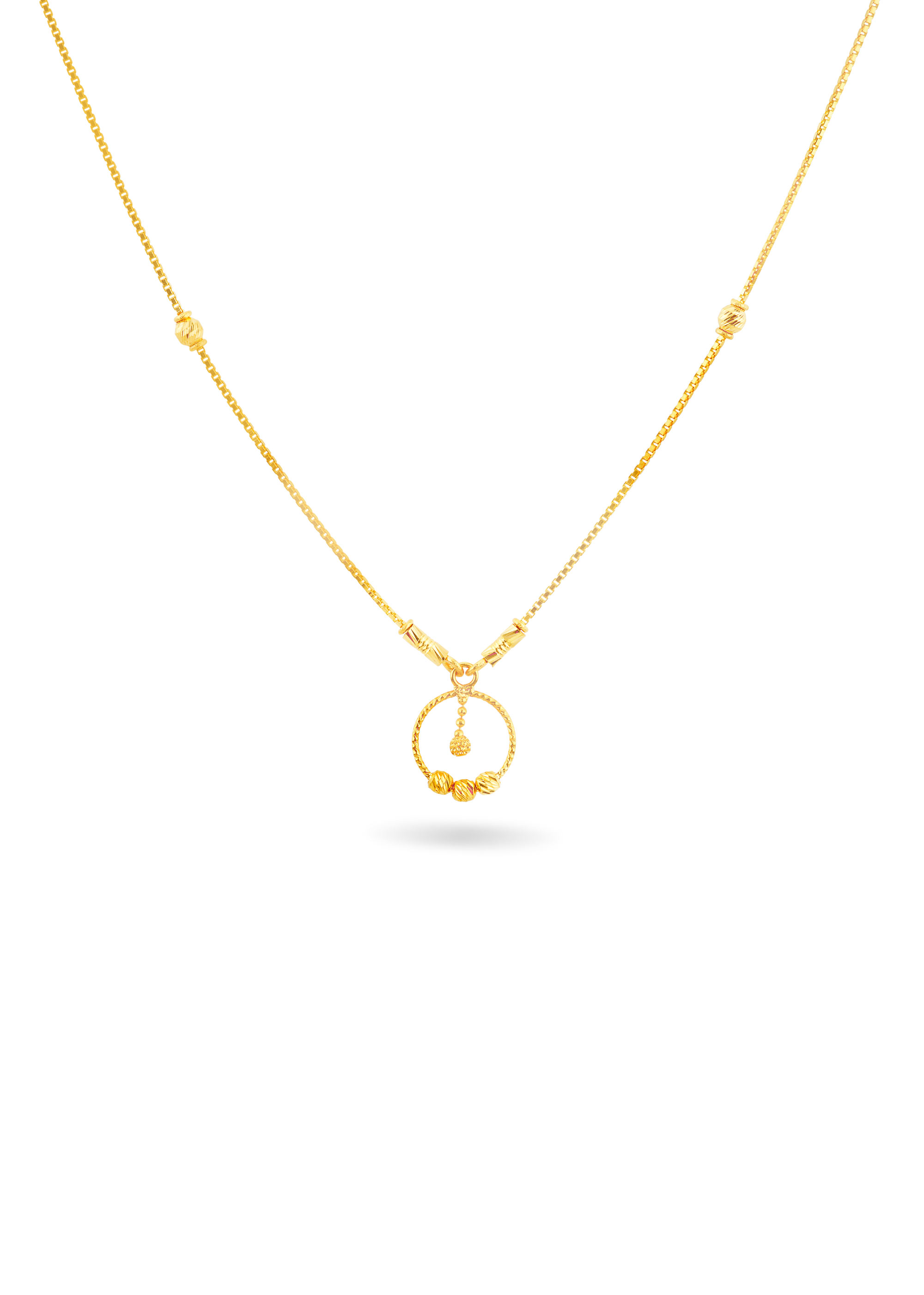Classic Round 22K Gold Pendant Chain