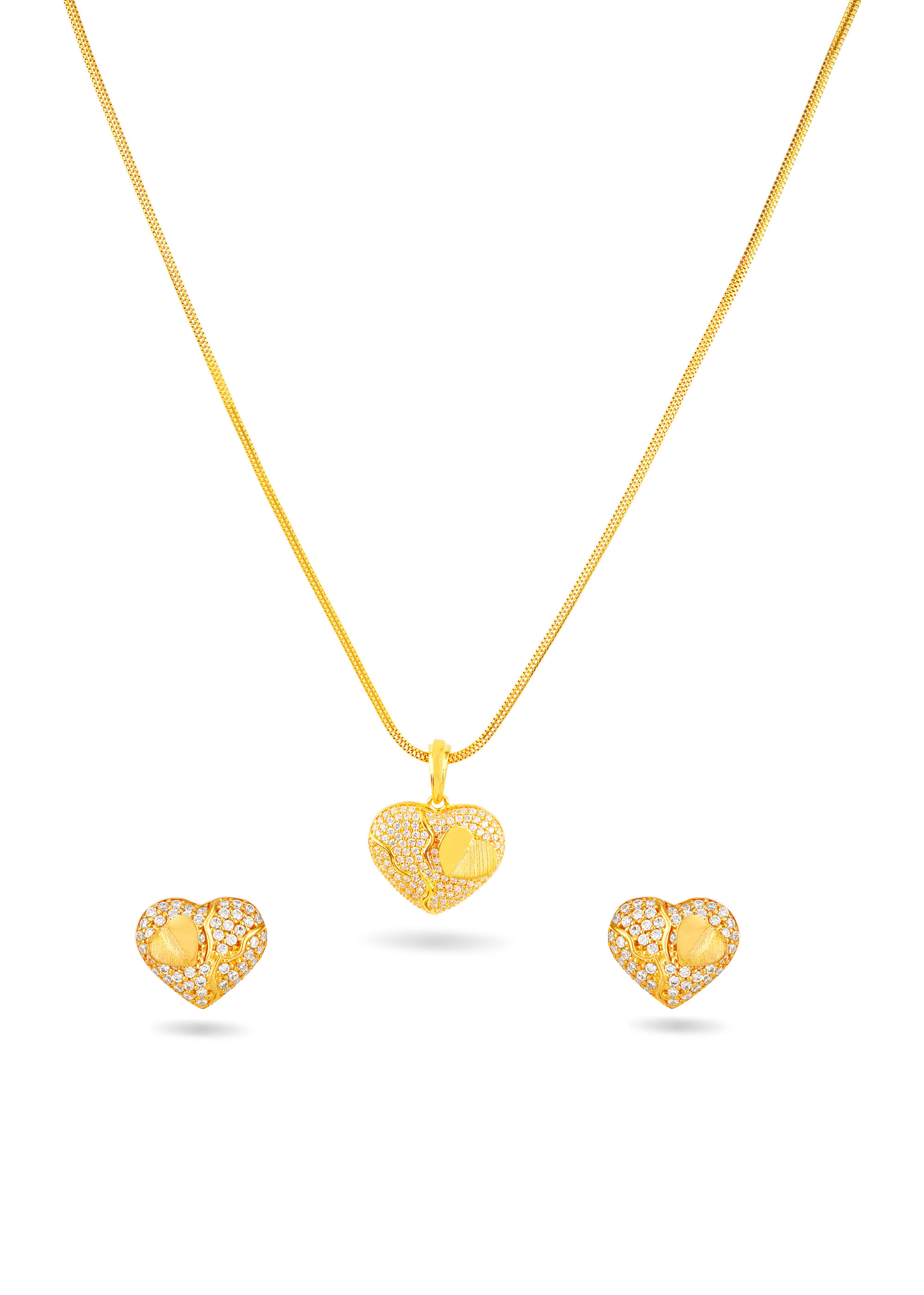 Dual Heart 22K Gold Neckwear Set