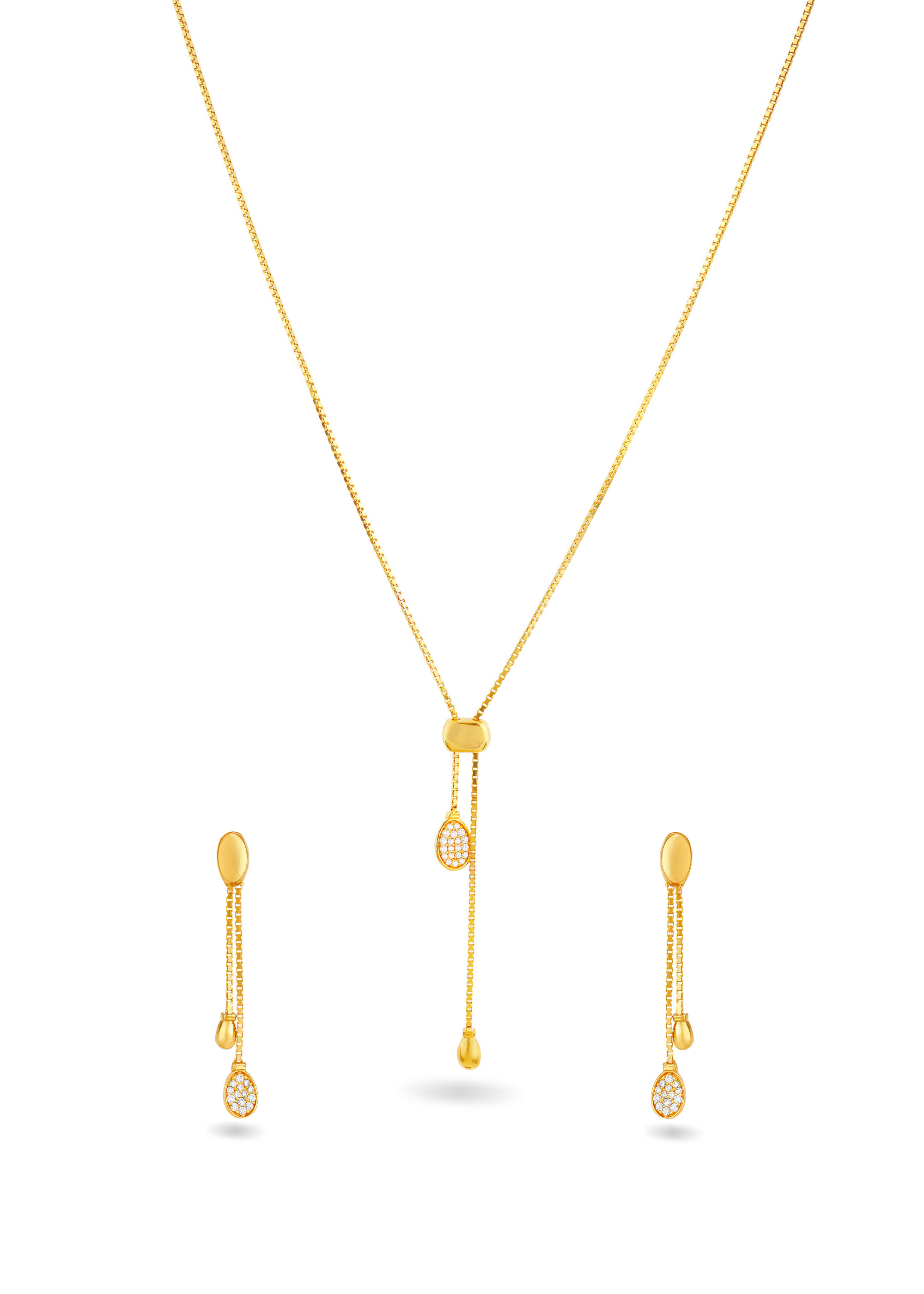 Rectangle and Pear 22K Gold Neckwear Set