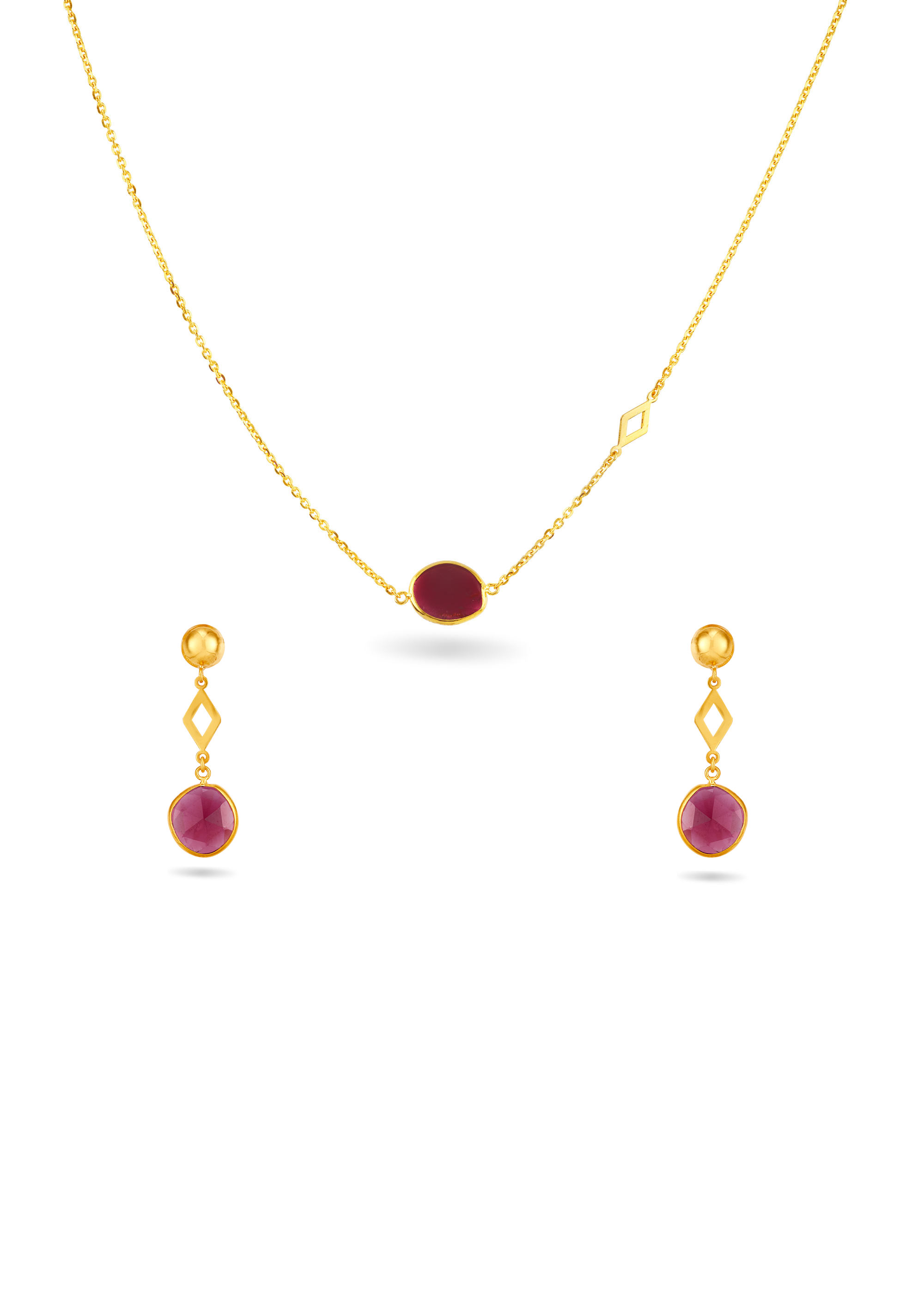 Pear Stone Link 22K Gold Neckwear Set