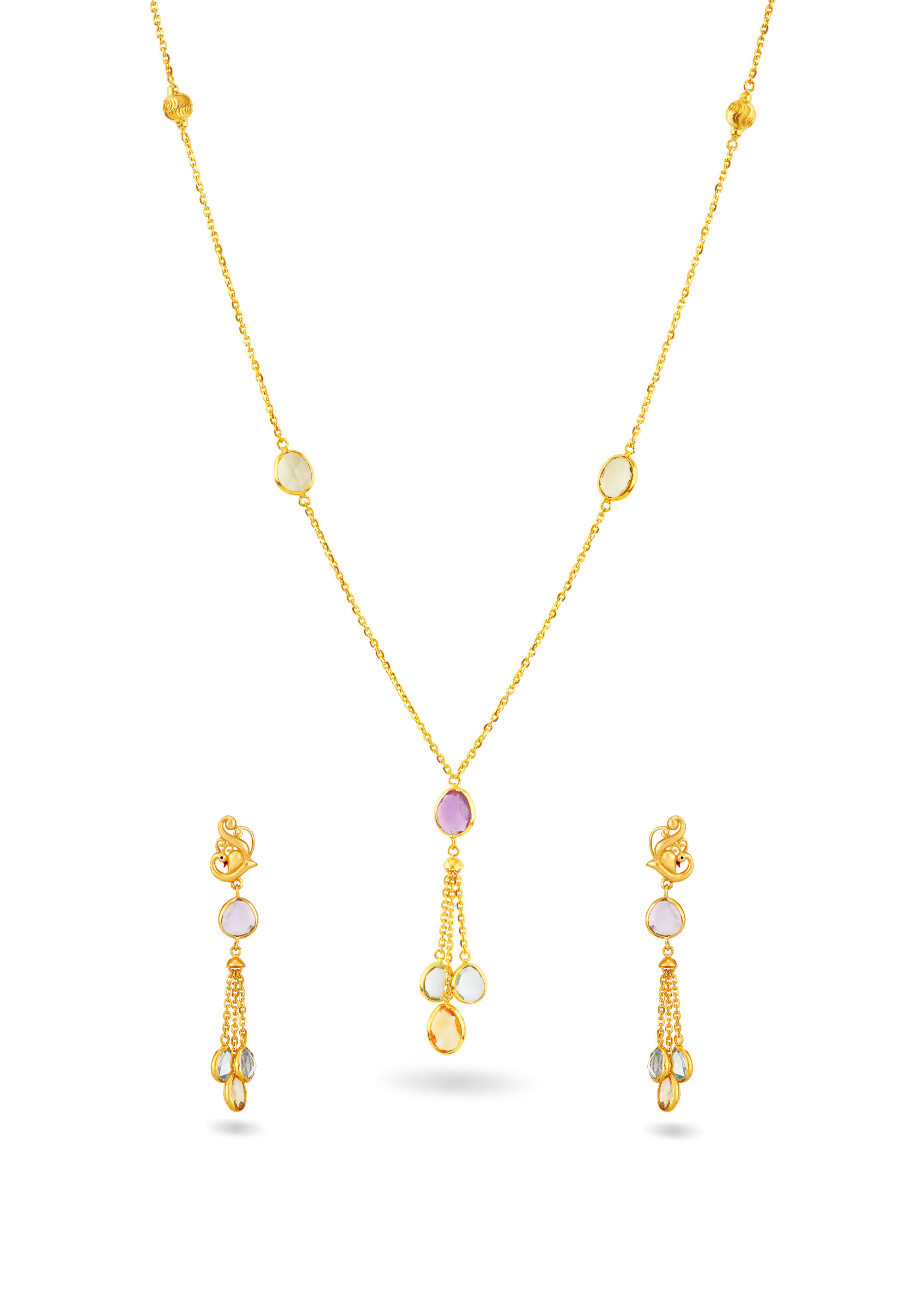 Shimmering Multi-Stone 22K Gold Neckwear Set