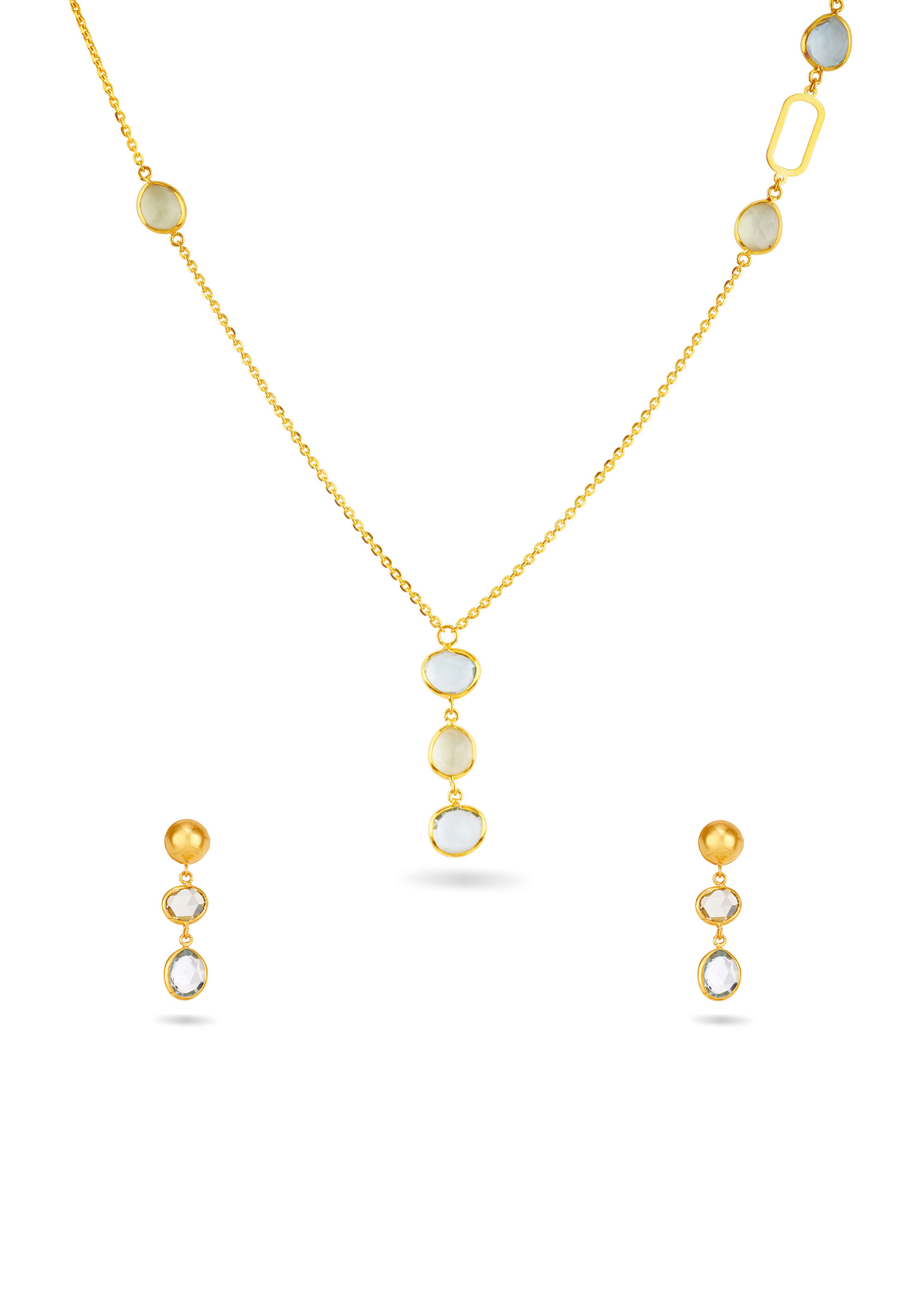 Fancy Color 22K Gold Stone Neckwear Set
