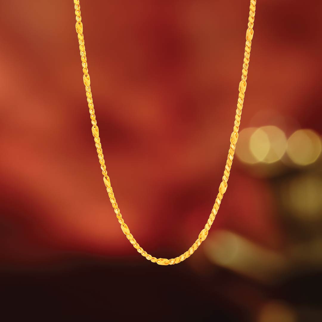 Delicate Hollow 22K Gold Leaf Chain