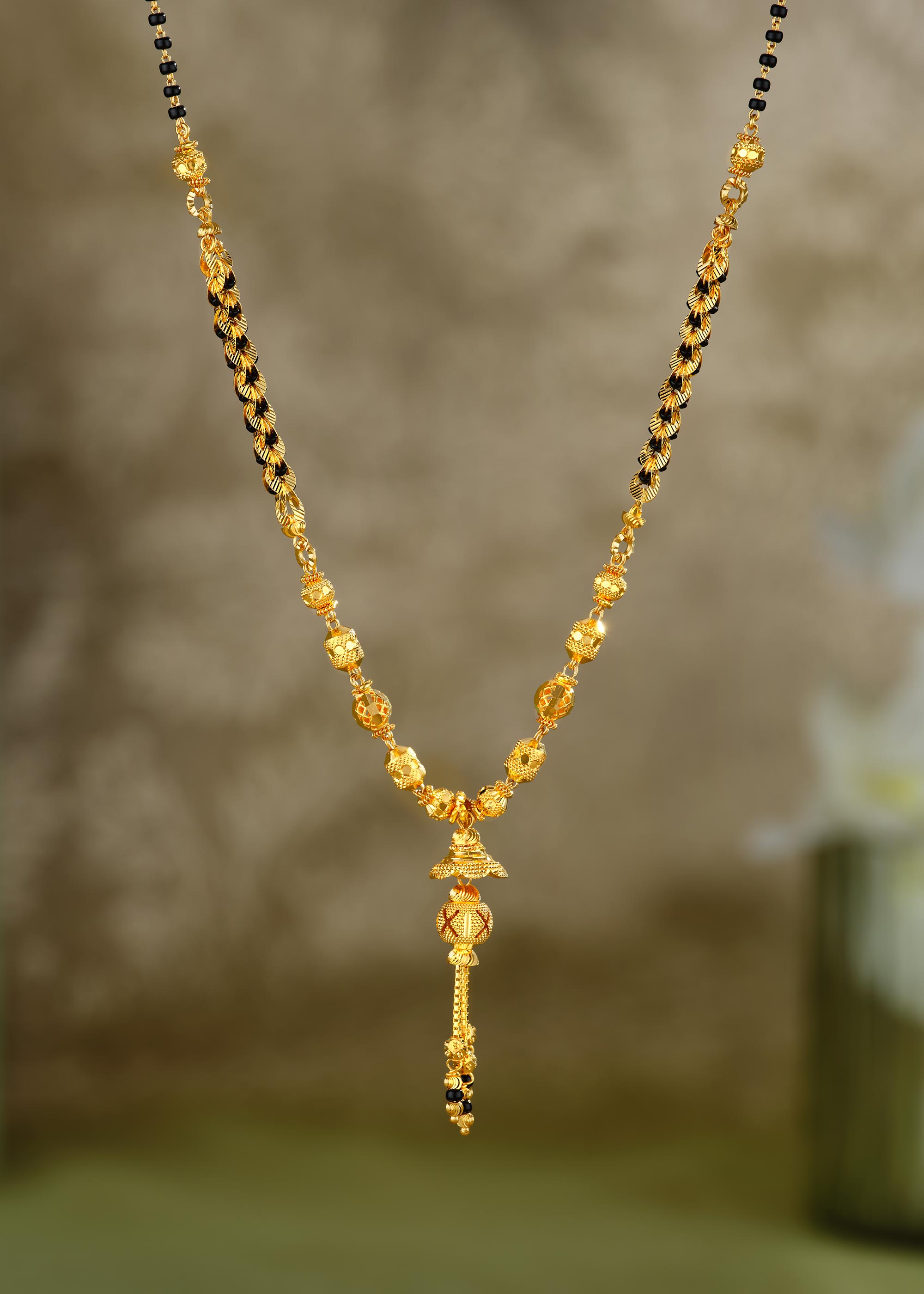Nano Black Bead 22K Gold Mangalsutra