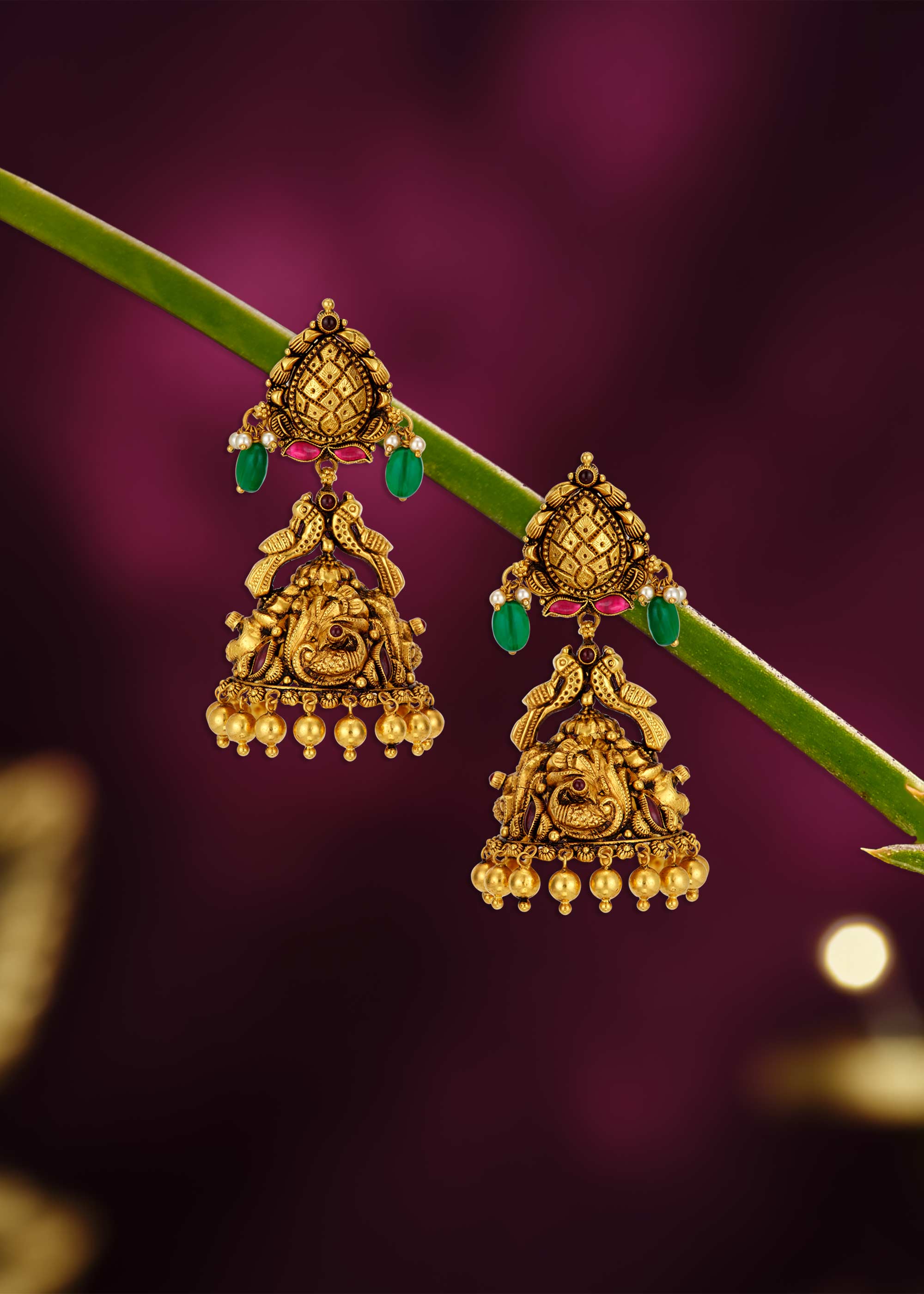 Classic Temple 22K Gold Jhumka