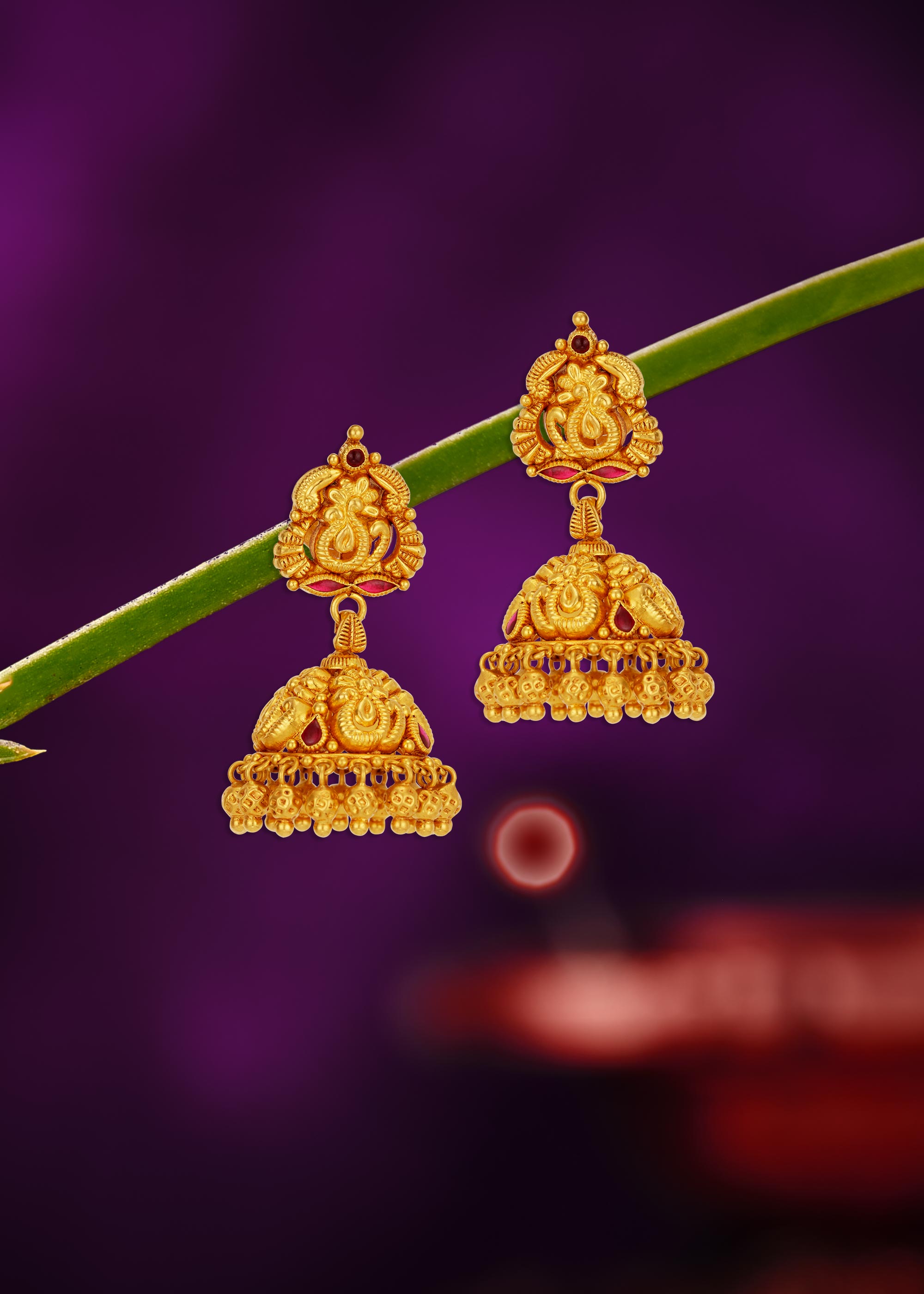Heritage Temple 22K Gold Jhumka