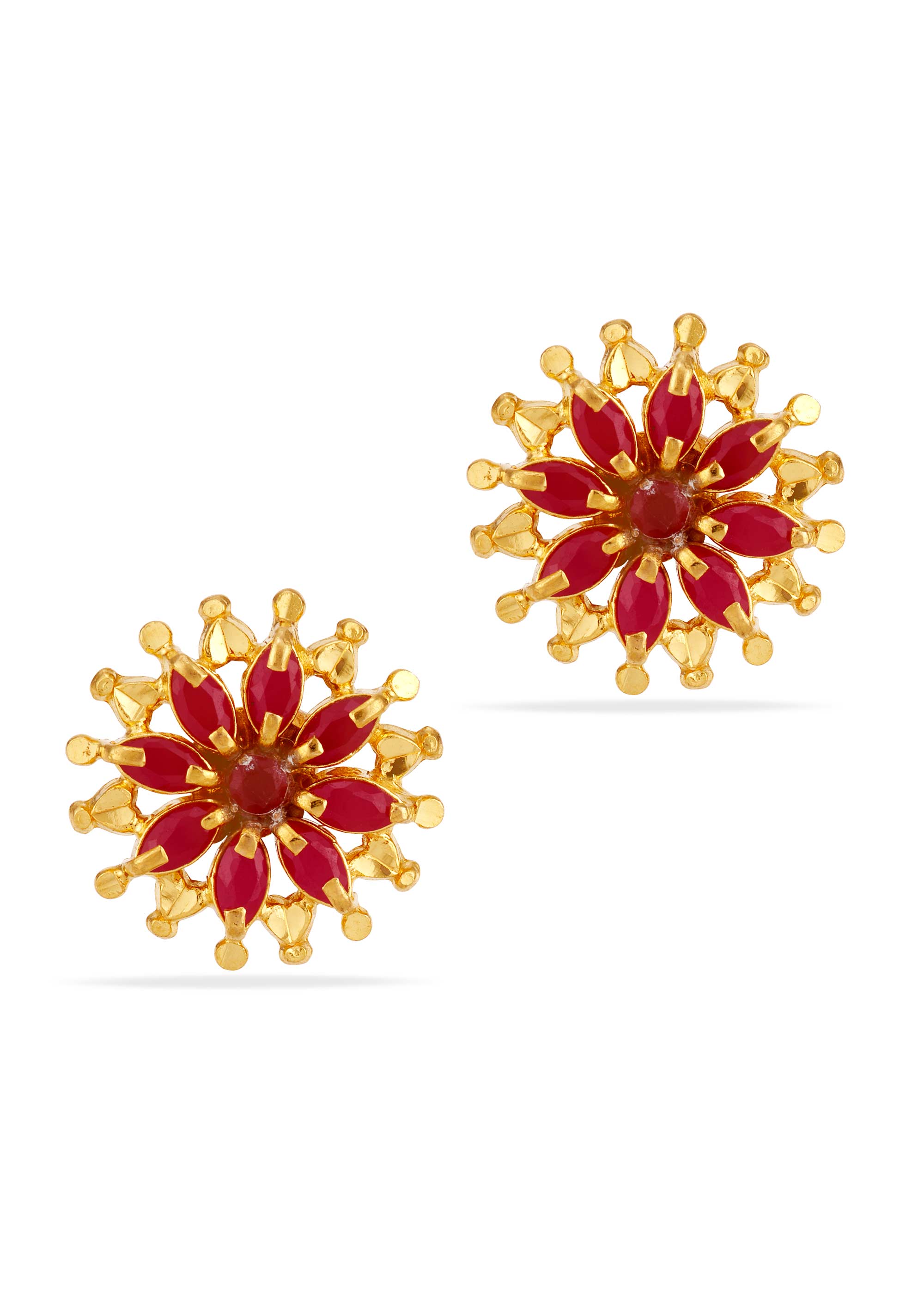 Ruby Floral 22K Gold Stud Earring
