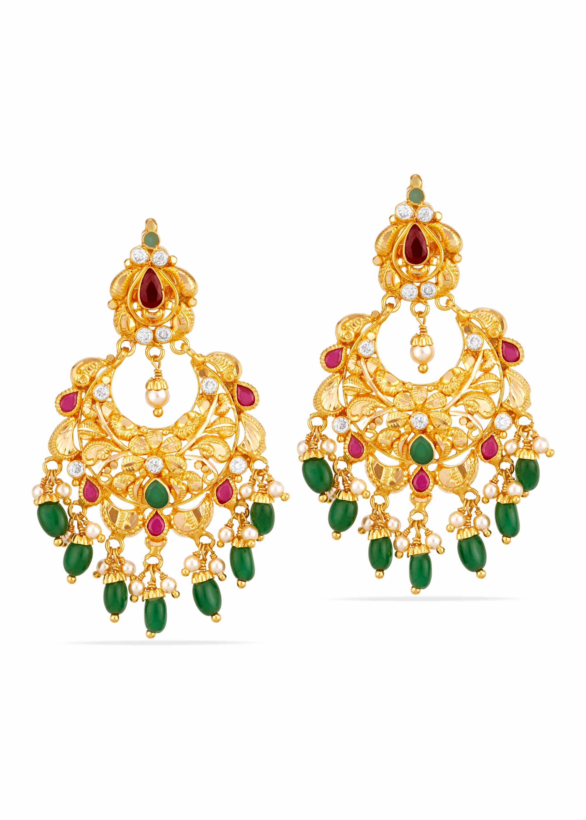 Emerald Drop 22K Gold Ruby Earring
