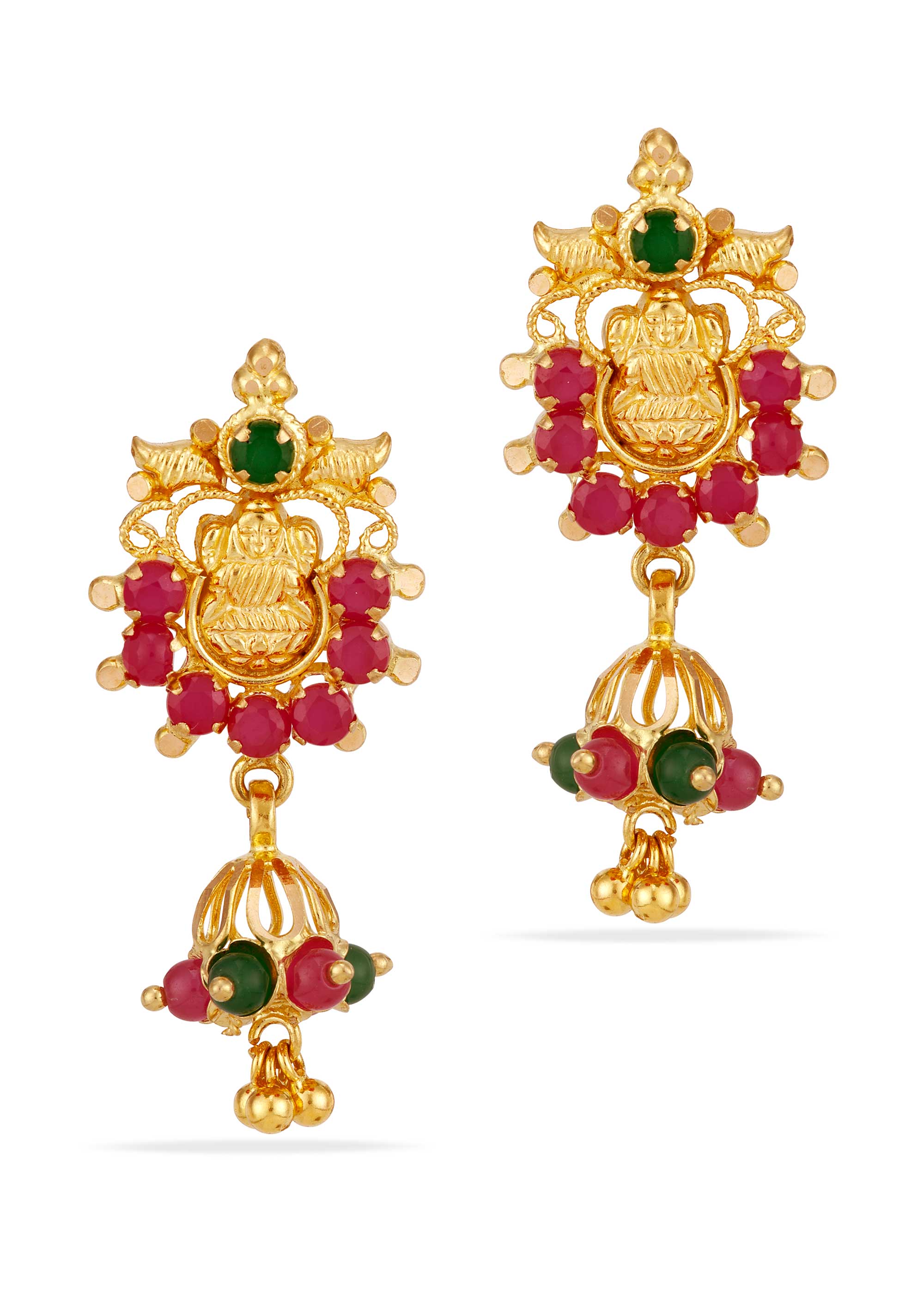 Lakshmi Radiance 22K Gold Ruby Jhumka Earring
