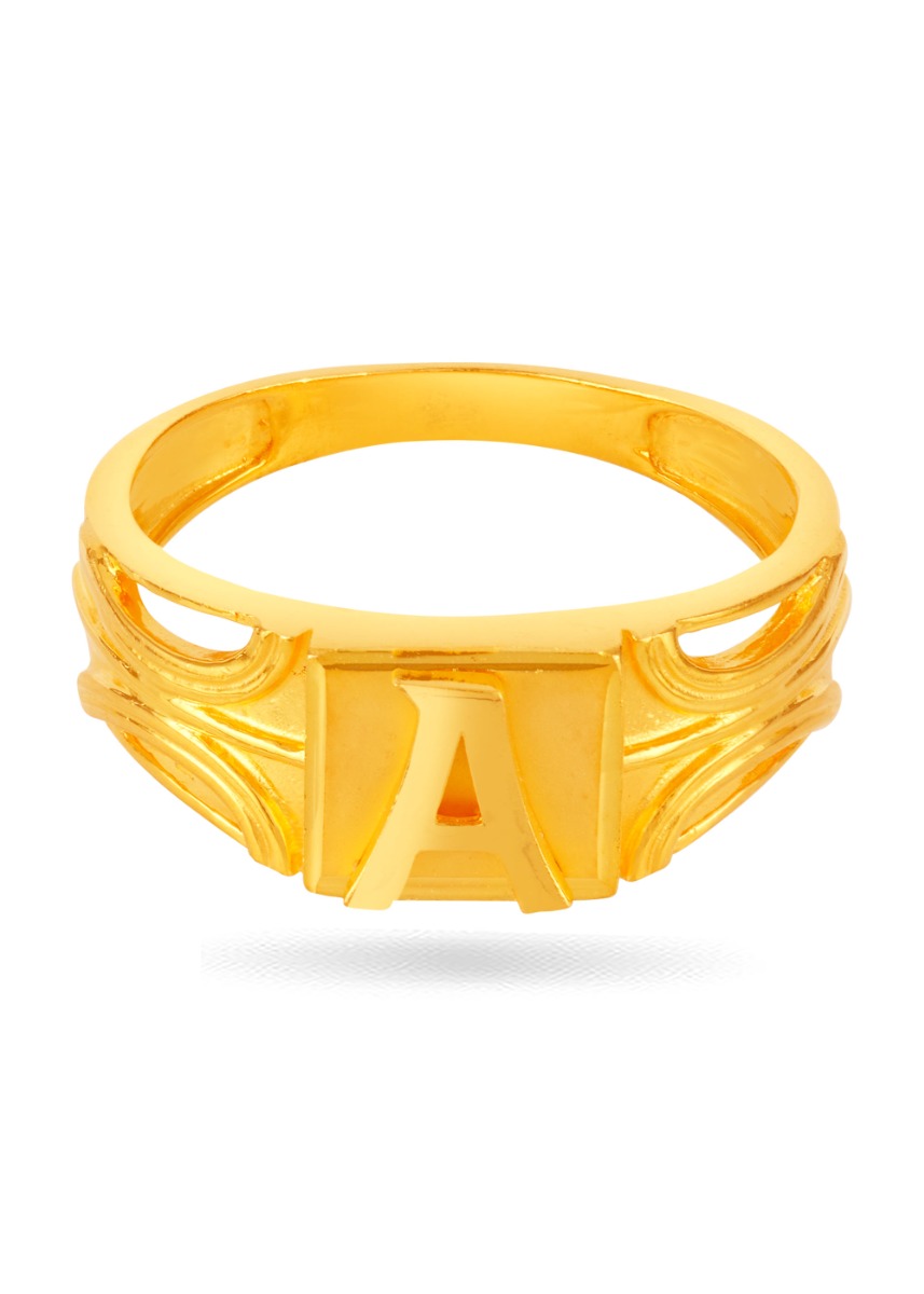 Classic Alphabet "A" 22K Gold Finger Ring
