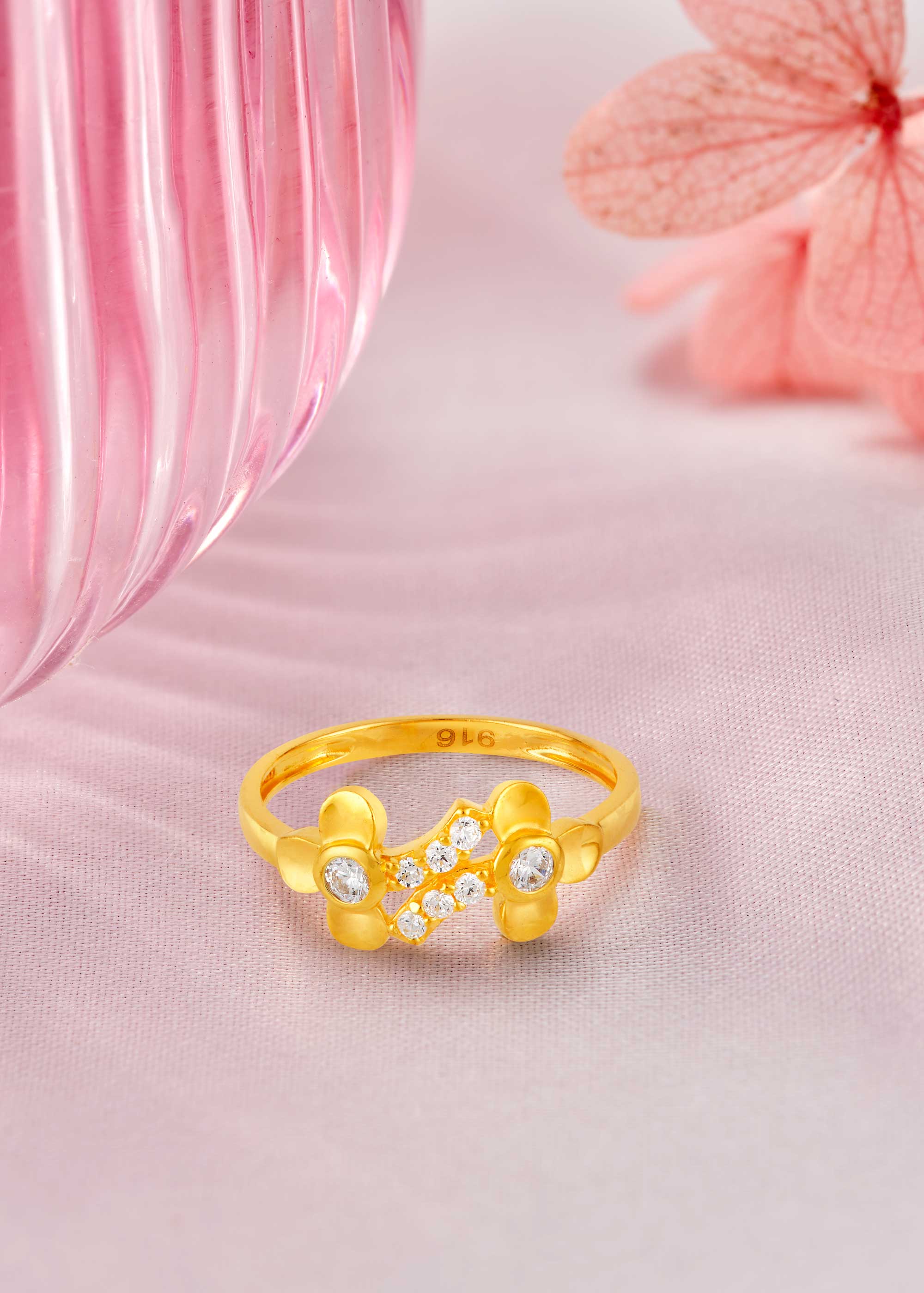 Blooming Grace 22K Gold Floral Party Finger Ring