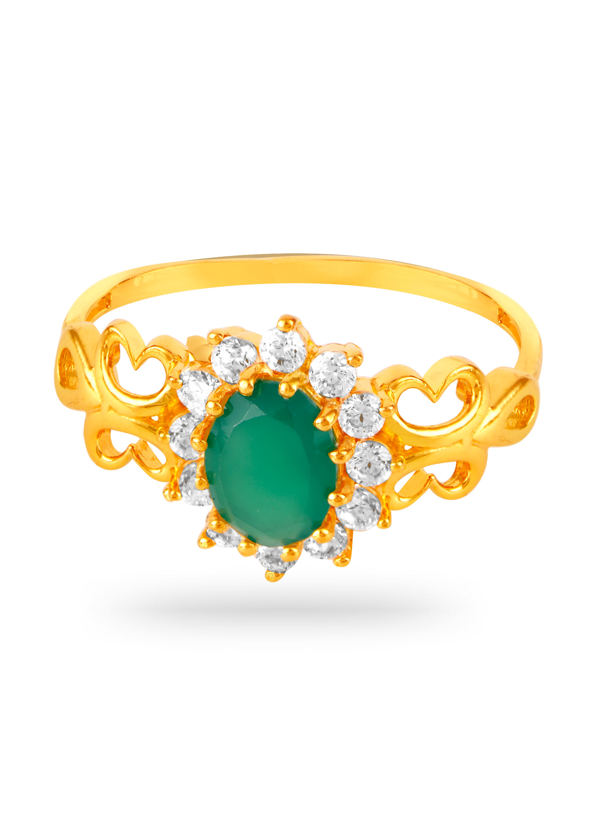 Party Perfect 22K Gold Emerald Party Finger Ring