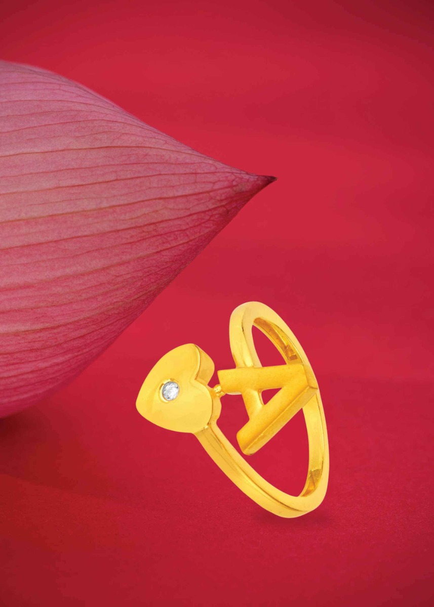 Alphabet 'A' 22K Gold Signature Finger Ring