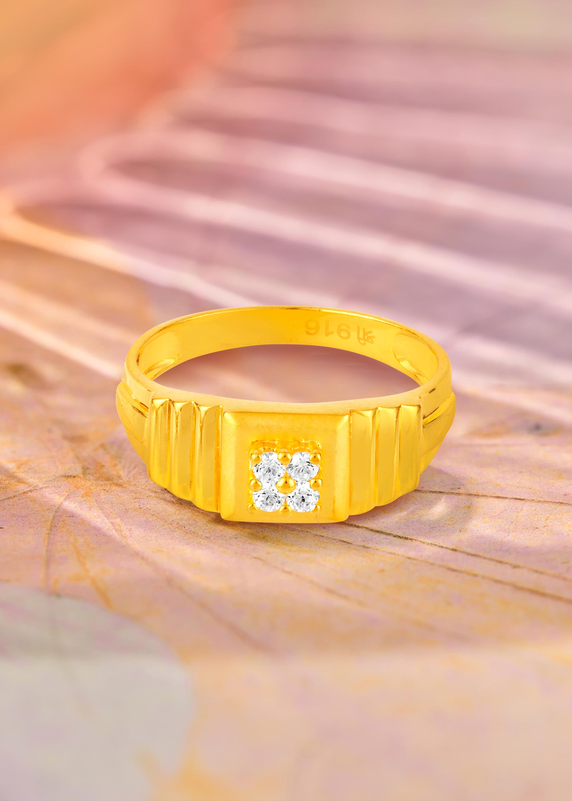Bold Square 22K Gold Statement Party Finger Ring