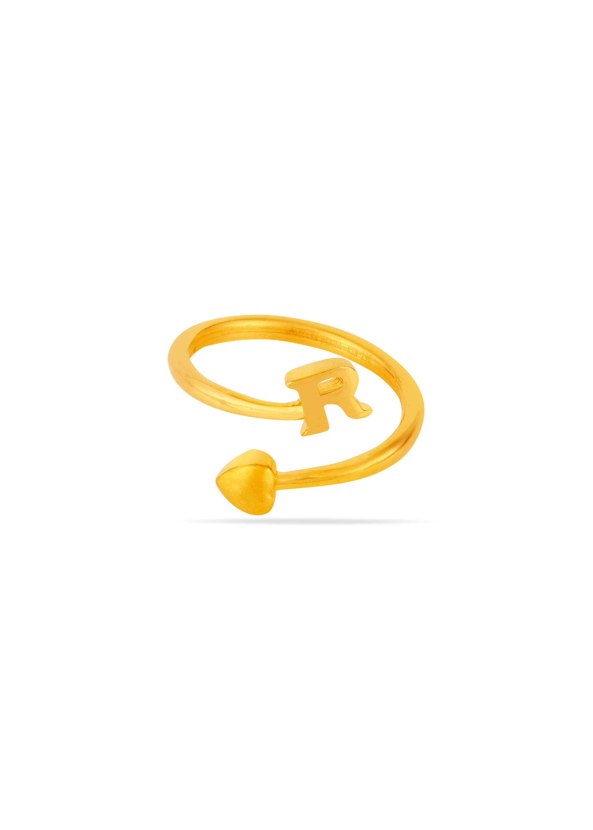 Alphabet 'R' 22K Gold Finger Ring
