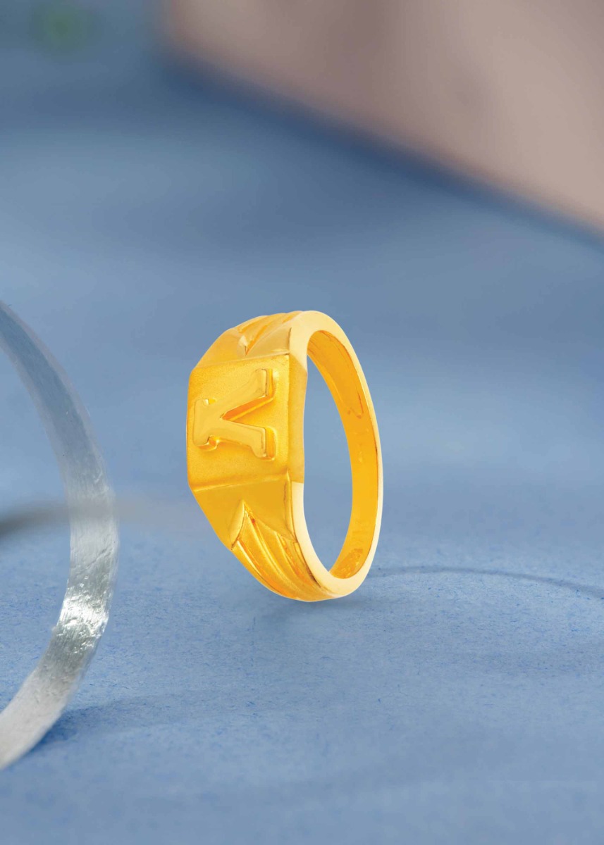 Alphabet Charm 22K Gold Finger Ring