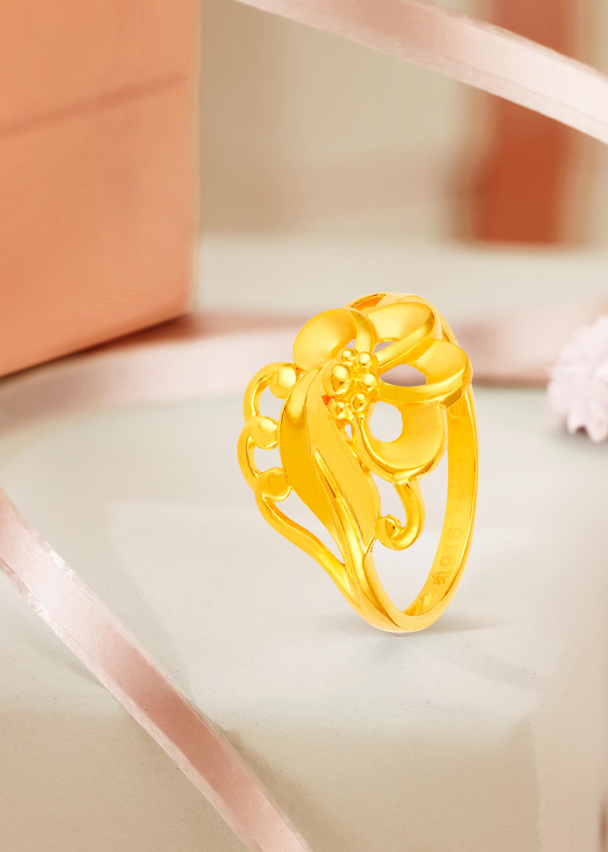 Floral Charm 22K Gold Inspired Finger Ring