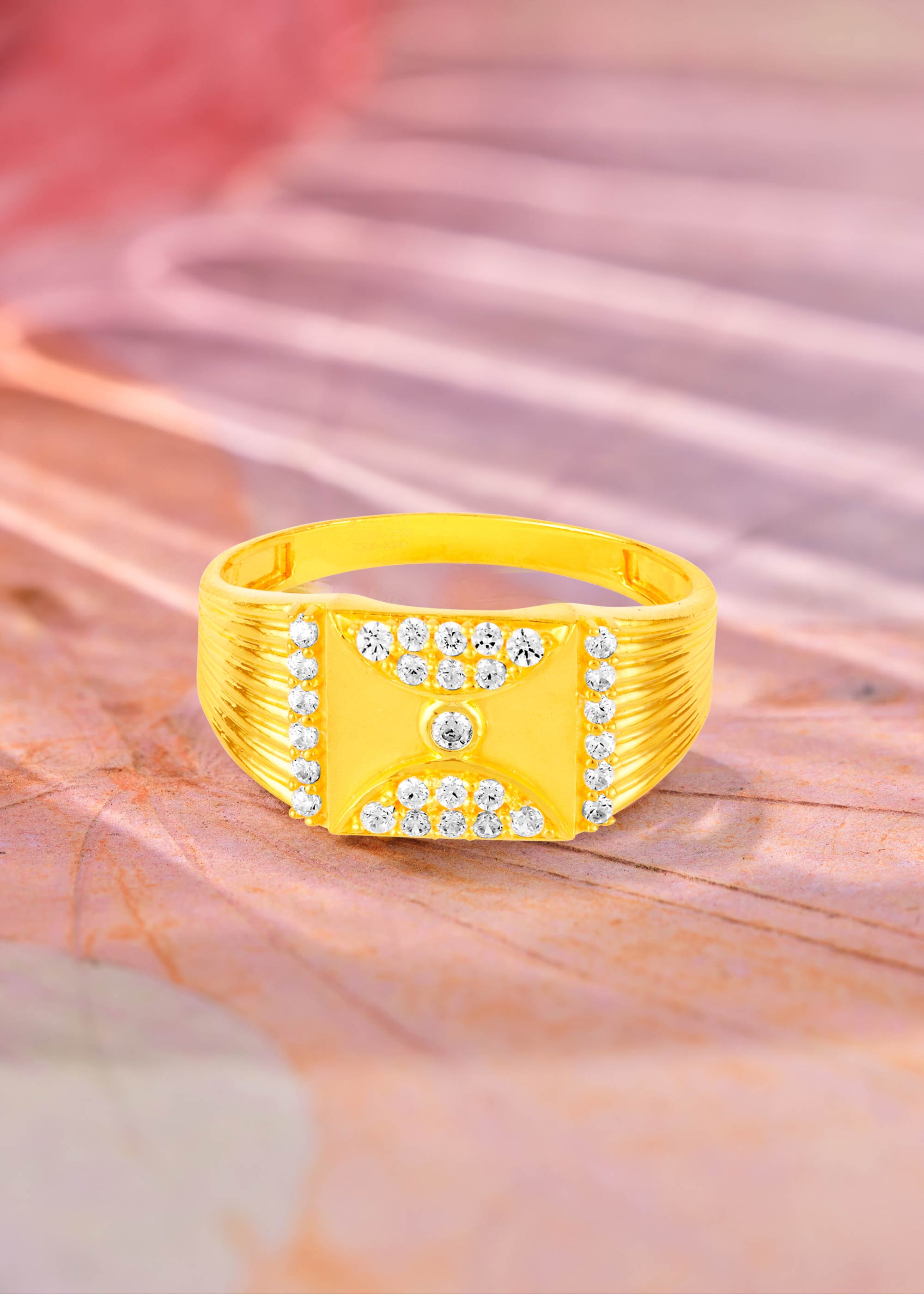 Contemporary Square 22K Gold Stone Party Finger Ring