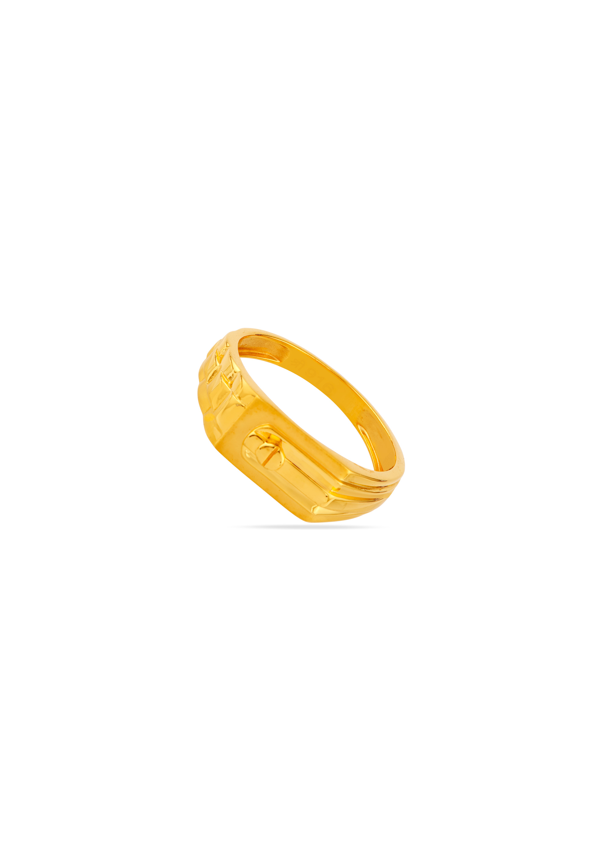 Bold Square 22K Gold Crest Finger Ring