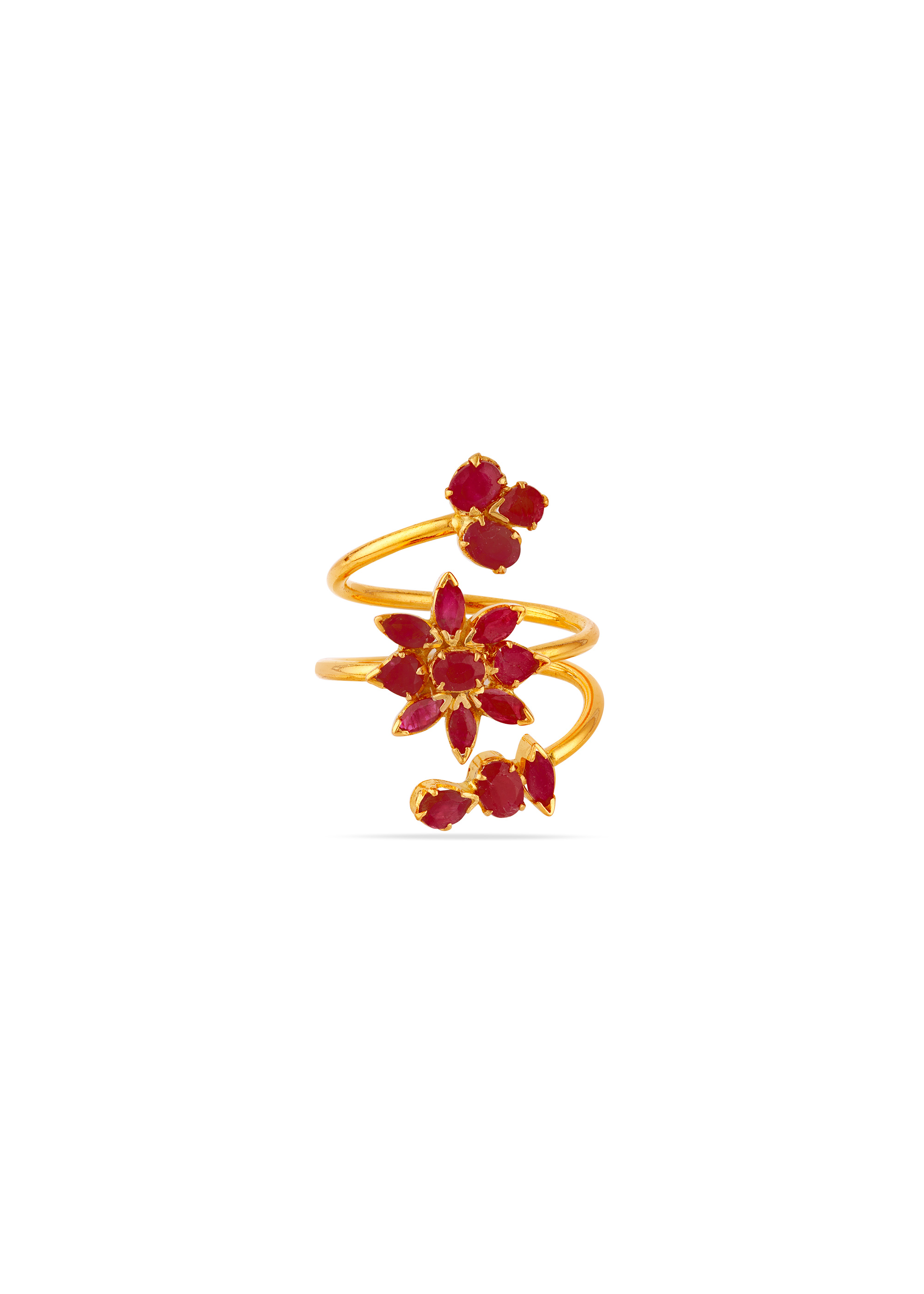 Ruby Spiral 22K Gold Party Finger Ring