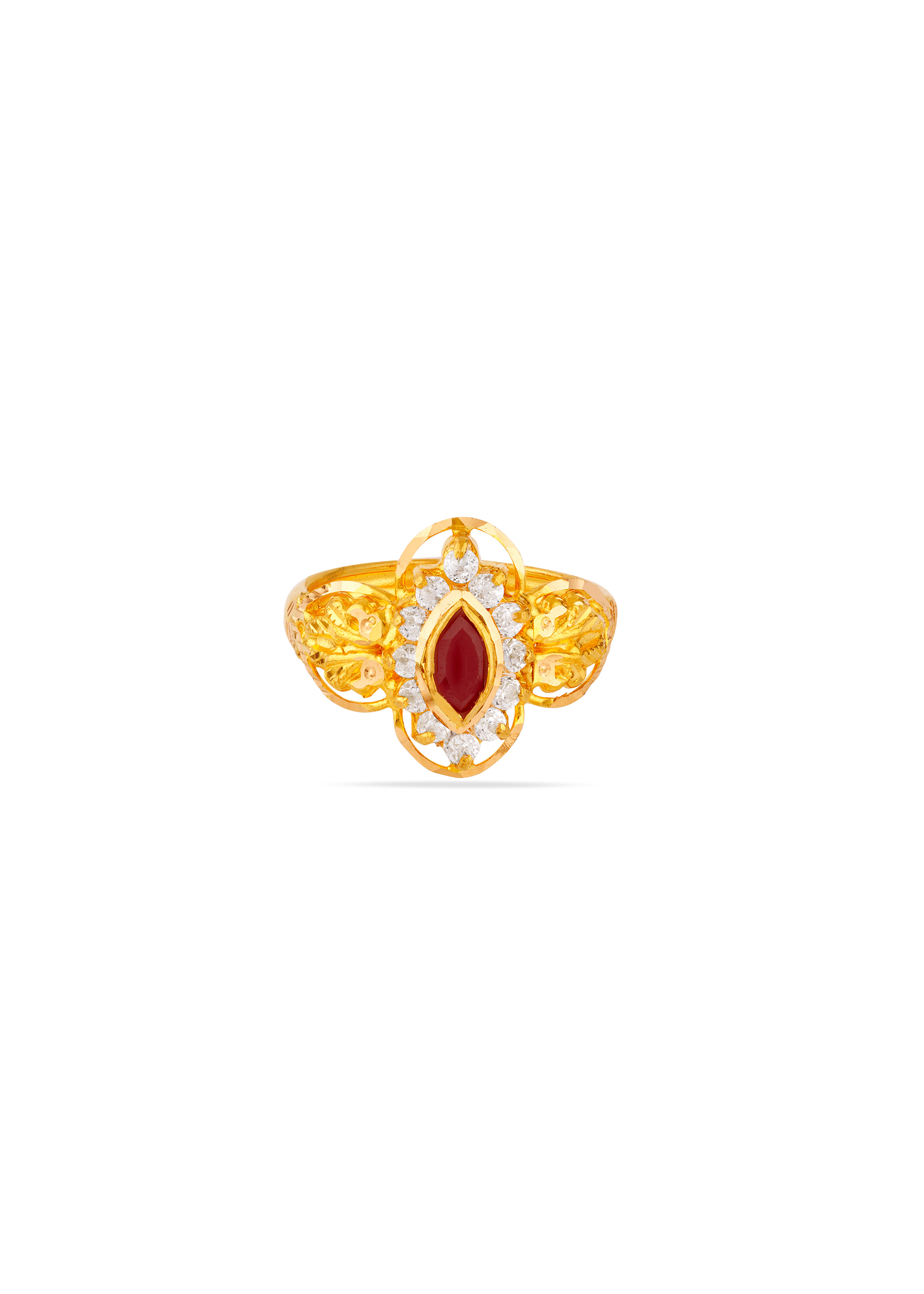 Ruby Spiral 22K Gold Artistic Finger Ring