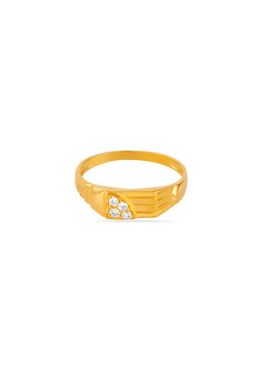 Sleek Grid 22K Gold Pave Finger Ring