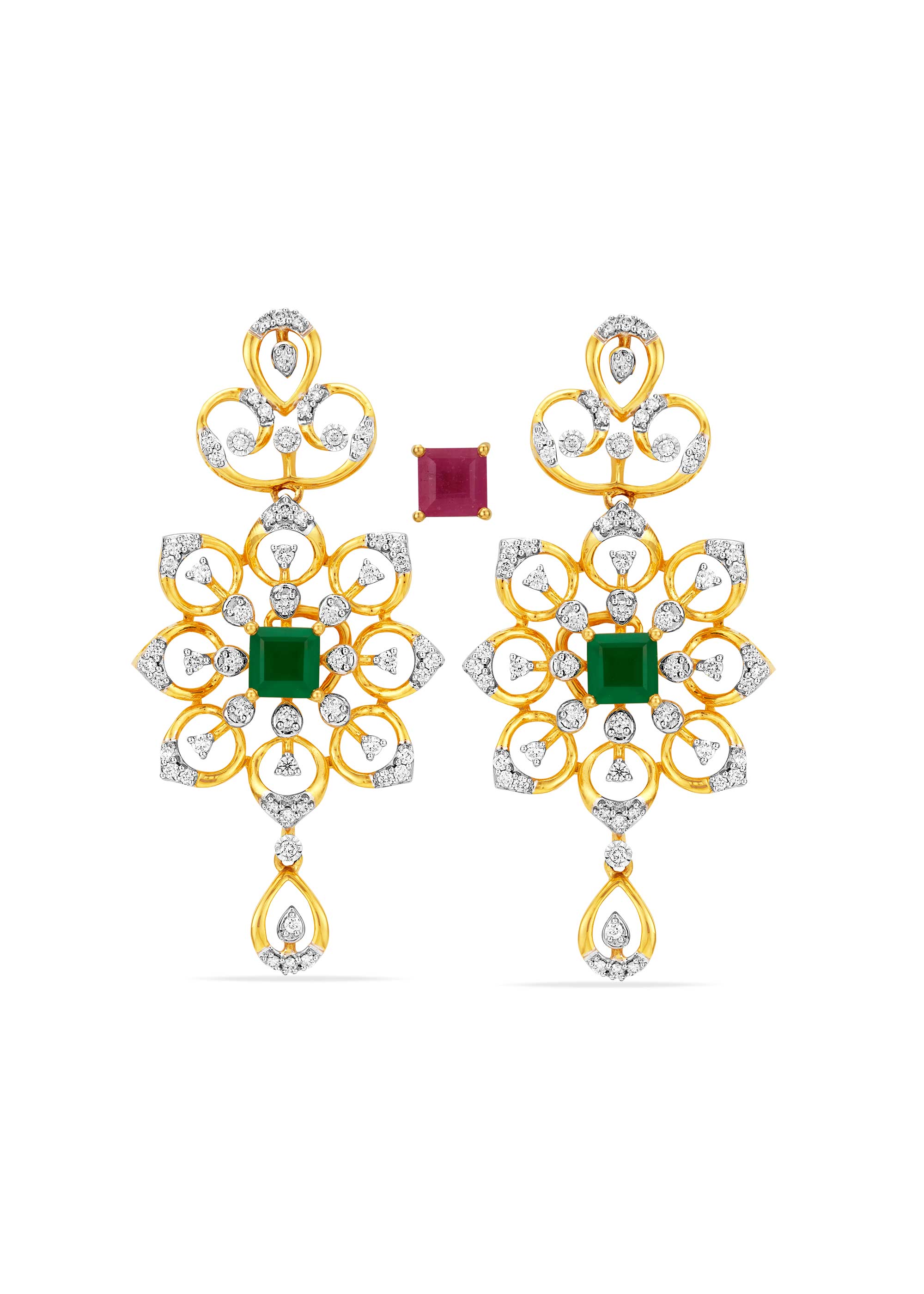 Lotus Bloom Diamond Hanging Earring