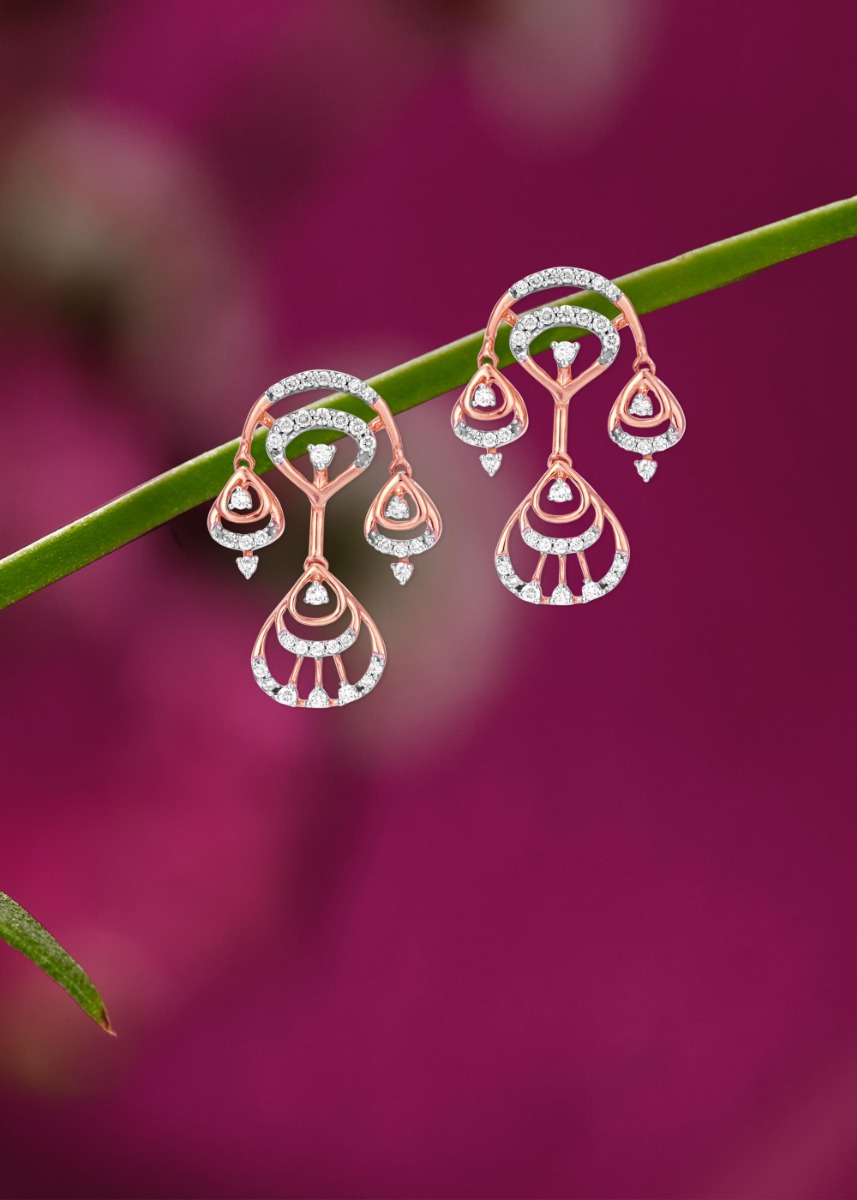 Regal Peacock Diamond Hanging Earring