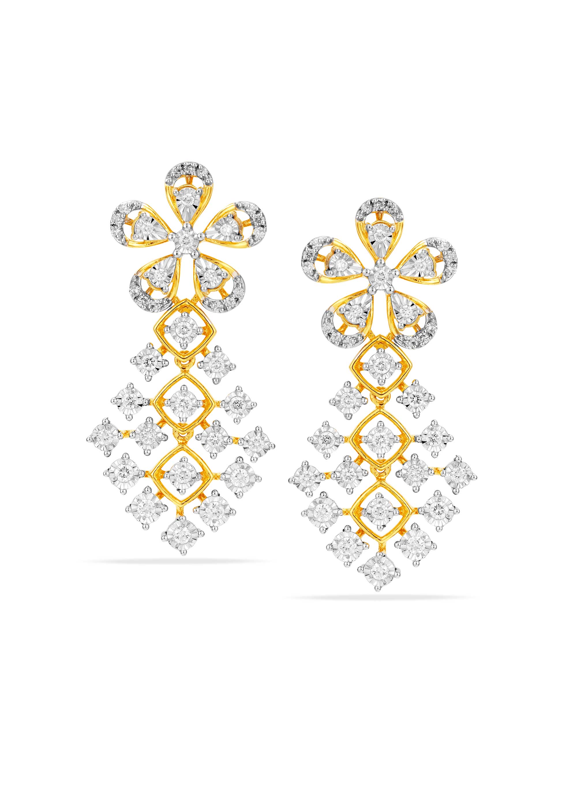 Floral Sparkle Diamond Hanging Earring