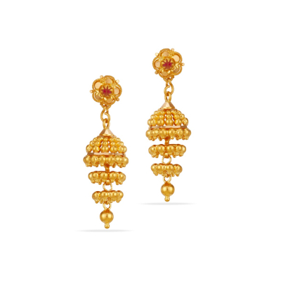 Grape Drop Elegance 22K Gold Jhumka Earring