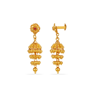 Grape Drop Elegance 22K Gold Jhumka Earring