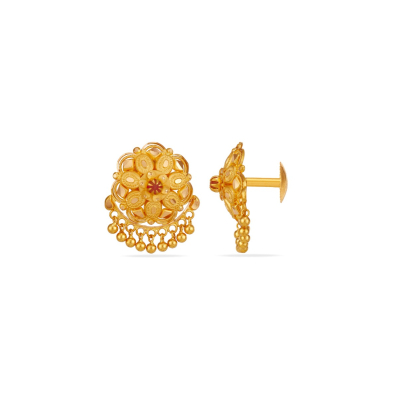 Blossom Red Touch 22K Gold Stud Earring