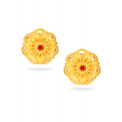 Bud Bloom 22K Gold Floral Stud Earring
