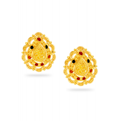 Classic Kerala-Style 22K Gold Daily Earring