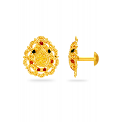 Classic Kerala-Style 22K Gold Daily Earring