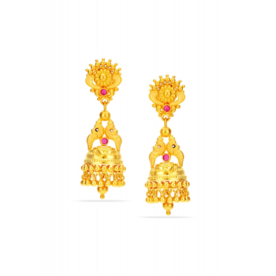 Parrot Design 22K Gold Tower Jhumka Earring