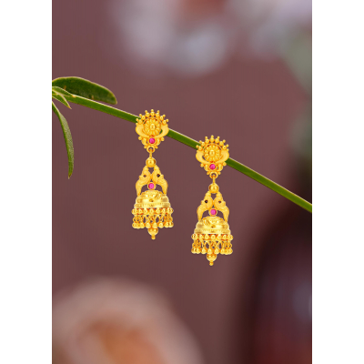 Parrot Design 22K Gold Tower Jhumka Earring