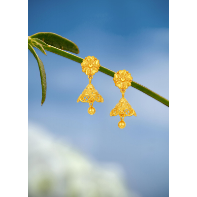 Filigree Designed 22K Gold Jhumka Earring