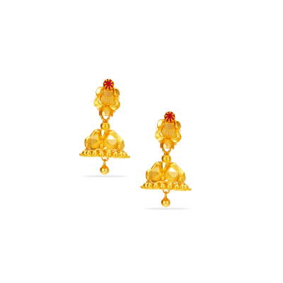 Exquisite Faceted 22K Gold Jhumka Earring