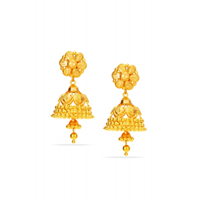Heart Shaped 22K Gold Detachable Jhumka Earring