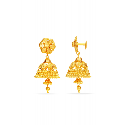 Heart Shaped 22K Gold Detachable Jhumka Earring