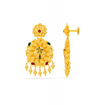 Nakshatra-Inspired Enamel 22K Gold Hanging Earring