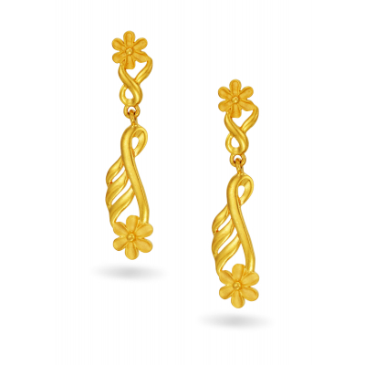 Ethereal Leaf 22K Gold Hanging Earring