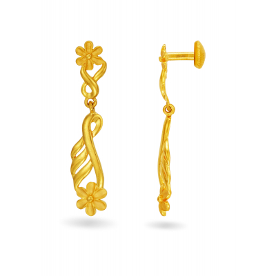 Ethereal Leaf 22K Gold Hanging Earring