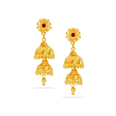 Timeless Layered 22K Gold Jhumka Earring