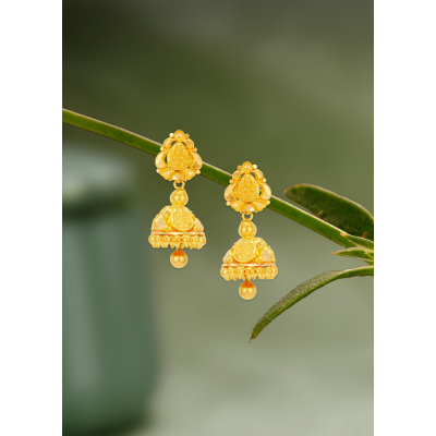 Trendy Chain 22K Gold Jhumka Earring