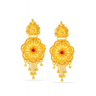 Classic Stone 22K Gold Center Hanging Earring